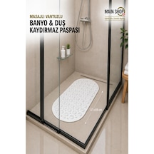 Mainshop Kaydırmaz Duşakabin Banyo Ve Duş Paspası Masajlı Vantuzla Yapışır 37 X 69 Cm M-142 Beyaz