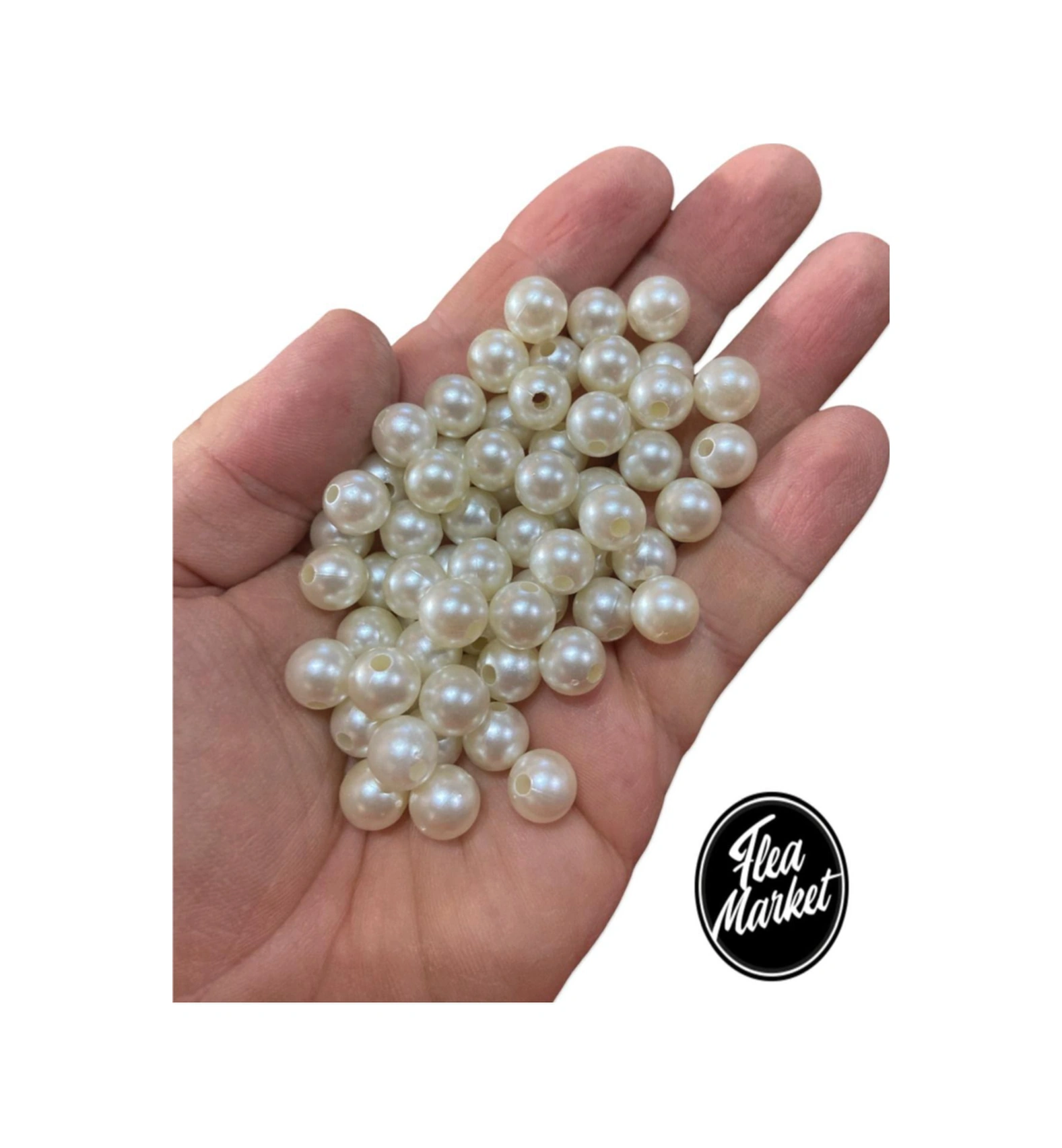 10mm 1. Kalite Plastik Inci Boncuk 50 Adet -