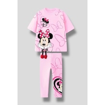 Lolliboomkids Kız Çocuk 3d Sarkık Ayak Detaylı Alt Üst Takım 2 Parça T-shirt Tayt Pembe