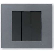 Ovivo Grano Metalik Füme + Siyah Üçlü Anahtar + Çerçeve Dahil - 8 Adet