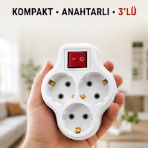 Anahtarlı 3 Lü Priz Çoğaltıcı Kablosuz Duvar Tipi Topraklı Priz Çoklayıcı Diğer