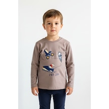 Toontoy Kids Toontoy Erkek Çocuk Penguen Baskılı Sweatshırt Bej