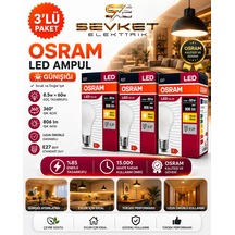 Osram Led Value 3'lü Paket 8.5w 60w Led Ampul Günışığı E27 Normal Duylu 3 Adet