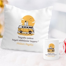 Hayal Edebilenler Başarır İsme Özel Kupa Ve Yastık Set