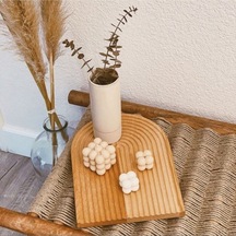 Ahşap Oymalı Yarım Gökkuşağı Kesme Tahtası Ve Sunum Tepsisi Takı Tepsisi Boho Sunum Büyük Boy 24x33 Ahşap
