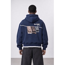 Respire Erkek Carpet Patch Detaylı Oversize Hoodie Lacivert