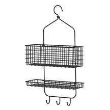 Askılı Duş Sepeti 14x31x56 Cm Metal Katlı Duş Rafı Ikea Siyah Raf Siyah