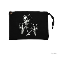 Zepplin Giyim Tupac Shakur West Side Siyah Clutch Astarlı Cüzdan / El Çantası