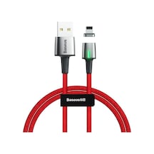 Baseus Zinc Magnetic Usb-a To Lightning 2.4a Hızlı Şarj Ve Data Kablosu 1 M Kırmızı
