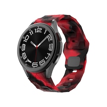 Galaxy   Uyumlu  Waych 5 44mm Zore Krd-116 20mm Futbol Desenli Spor Tasarımlı Silikon Kordon-siyah-kırmızı