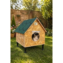 Reyo Narım Kedi Evi Ve Kedi Yuvası, İç Ve Dış Mekana Uygun, Soğuk, Yağmur Ve Kar Yalıtımlı Özel Üretim Kedi Barınağı 55x45x65 Cm