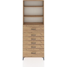 Arges Dolap 3 Raflı 6 Çekmeceli 88x30x243 Çam-çam Çam