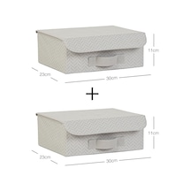 2'li Gri Balıksırtı Kapaklı Kutu Set 30 X 23 X 11 Cm