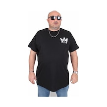 Starbattal Erkek Büyük Beden Sıfır Yaka Tişört King 25141 Sıyah Siyah