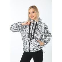 Ladıes Fırst 6001-D02 Beyaz Siyah Desenli Şişme Mont Kapüşonlu Ladıes Fırst 6001-D02 Beyaz Siyah Desenli Şişme Mont Kapüşonlu