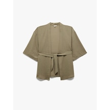 Koton Kruvaze Beli Bağcıklı Kısa Geniş Kollu Kimono Haki 5sak50016pw Haki