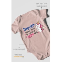 Morivokids Dayıya Özel Kısa Kollu Bebek Body %100 Pamuk Zbn190-kk Pastel Pembe