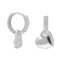 Zirkon Taşlı Kalp Küpe 717062 Silver