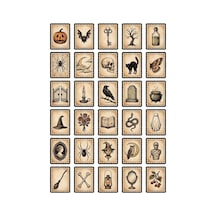 30 Adet Vintage Gotik Pul Temalı Sticker Seti - Laptop Defter Ajanda Scrapbook İçin Çok Renkli