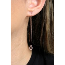 Argentum Concept O Harfi 925 Ayar Gümüş Rose Tek Zincir Küpe - K100401 Argentum Concept O Harfi 925 Ayar Gümüş Rose Tek Zincir Küpe - K100401