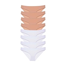 8 Adet Süper Eko Set Likralı Kadın Slip Külot Ten Beyaz Çok Renkli