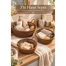 Porsima 304c 3 Lü Düzenleyici Hasır Sepet Seti Ekmeklik Sepet