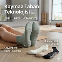 Çorap Giyim Kaymaz Tabanlı Yoga Pilates 4 Lü Çorap, Silikon Tabanlı Esnek Bilekli Nefes Alan Ev Ve Spor Çorabı Çok Renkli
