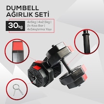 Tan Spor Dambıl Halter Ağırlık Kısa Bar Set 30 KG