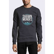 Shawn Mendes Mountain Baskılı Füme Erkek Örme Sweatshirt
