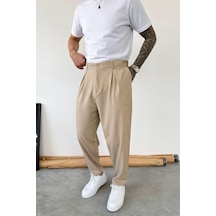 Bej Basic Boyfriend Kumaş Pantolon