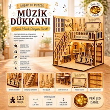 Müzik Dükkanı Ahşap Maket Seti Dıy Miniatür Müzik Mağazası Peri Led'li 3d Puzzle