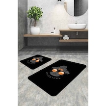 Siyah Hayvan Temalı Banyo Halısı Klozet Paspas Seti Bs269n11