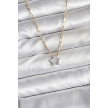 Lb Pirinç Gold Renk Zincirli Zirkon Taşlı Minimal Yıldız Model Kadın Kolye Tcxbko10752 Çok Renkli