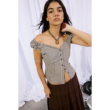 Defacto Fıtted Gofre Dokulu Kısa Kollu Kahverengi Bluz I3513ax26hsbn341 Kahve-bn341