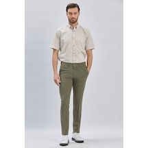 İmza Koyu Haki Düz Desen Yan Cep Slim Fit Casual Pantolon 1003240162-koyu Haki Koyu Haki