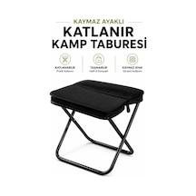 Kamp Taburesi Çantalı Katlanır Taşınabilir Hafif Dayanıklı Kaymaz Ayaklı Outdoor Oturma Sandalyesi Siyah
