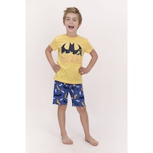 Batman Lisanslı Sarı Erkek Çocuk Bermuda Takım 5274-27755 Sarı