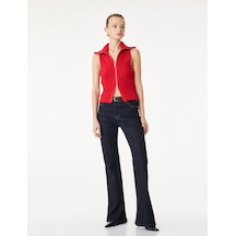 Koton Pamuklu Kemerli İspanyol Paça Dar Kesim Denim Pantolon - Flare Jeans Koyu İndigo 7wal40094md Indigo