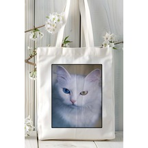 Art Hediye Van Kedisi Kedi Baskılı Bez Çanta Omuz Çantası Kişiye Özel Model 3 Çok Renkli