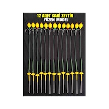 12 Sert Buncuk Sarı Zeytin Rig Ve Boli Yüzen Model 12 Takım Inneler 2 3 No Sazan Innesi Kambur