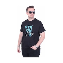 Moc Grande Mocgrande Erkek Büyük Beden Sıfır Yaka Tişört Strong 26154 Sıyah SIYAH