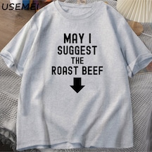 Flood Of Style Kızartma Sığır Eti T Shirt Komik Yetişkin Baskılı T Shirt Erkekler Pamuk Kısa Kollu Erkek Tas Gri