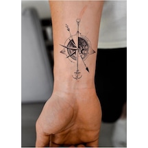 Bearpear Çapa Dövmesi, Pusula Dövmesi, Unisex Dövme, Geçici Vücut Dövmesi, Minimal Dövme Tattoo