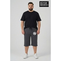 Süperlife Büyük Beden Erkek N Baskılı Şort Rahat Kalıp Basic Penye 3xl-6xl Spr26bsr591-19 Füme
