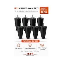 İmt Aksesuar Armut Mobilya Ayağı 8 Adet 12 Cm Siyah Robot Süpürgeye Uyumlu Koltuk Kanepe Baza Ayağı Seti Siyah