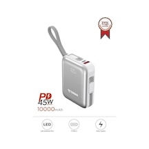 Özel Seri Dijital Ekranlı Yedek Güç Powerbank 10000 Mah Trm-1018 Beyaz 45w Çok Renkli