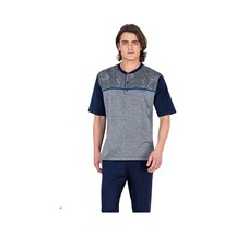 Pierre Cardin 6053 Erkek Lacivert Kısa Kollu 3 Lü Jakarlı Pijama Takımı Lacivert