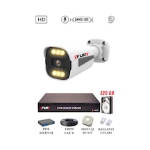 Fury 1 Kameralı Ip Güvenlik Kamerası Seti Sesli 4mp Gece Renkli Su Geçirmez 1506s 320gb