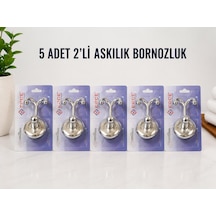 İkili Askılık Bornozluk 5 Adet Krom