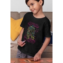 Sevbano Tasarım Star Wars Baskılı Unisex Yıldız Savaşları Film Çocuk Tişö Siyah